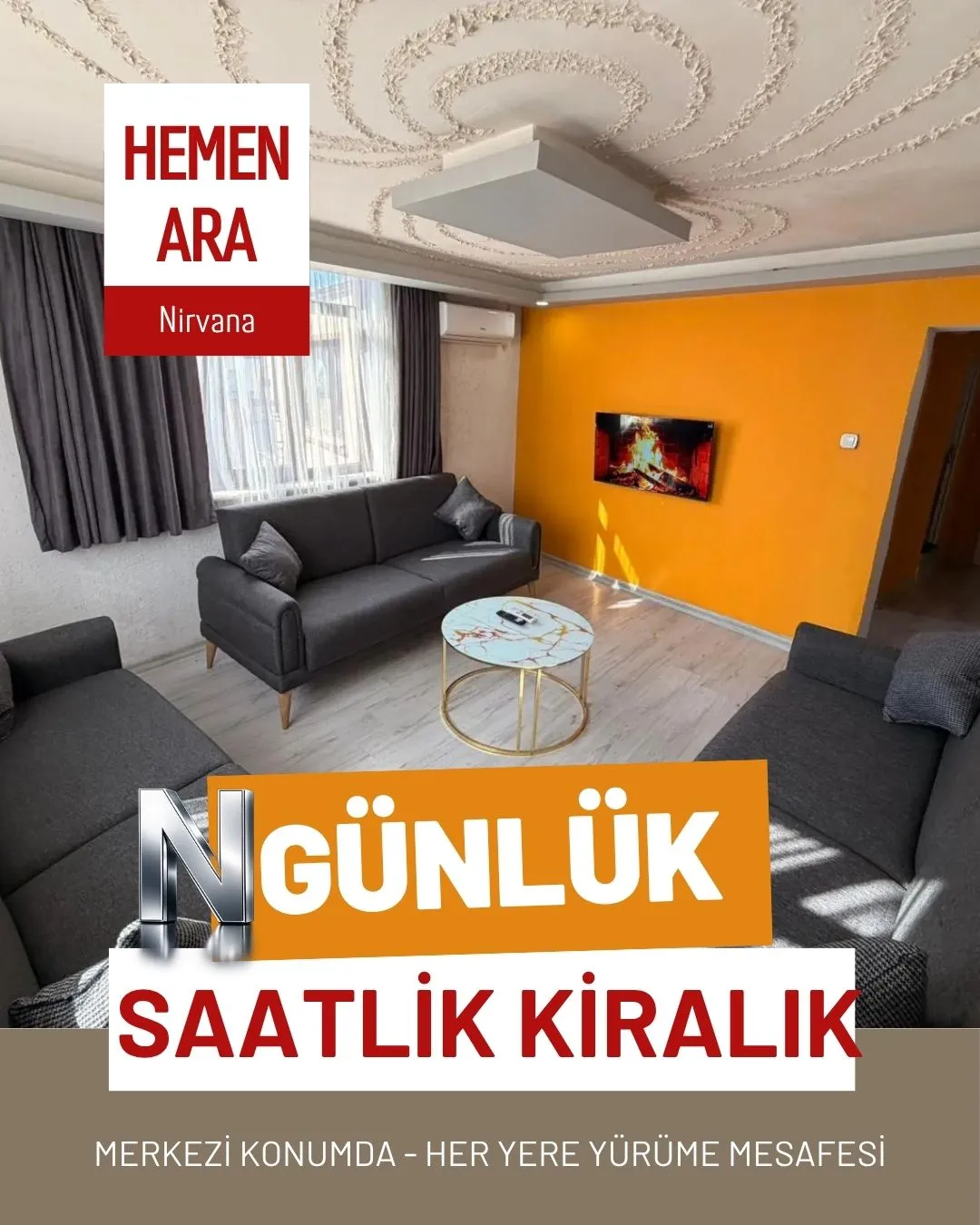 Bursa Heykel günlük kiralık apart daire - Nirvana Apart